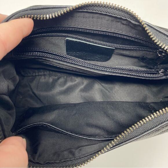 Black Faux Leather 2 in 1 Adjustable + Chain Straps Crossbody Shoulder Bag - Picture 8 of 15